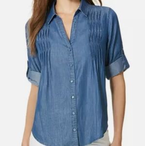 Gloria Vanderbilt Women's Pintuck Roll-Tab Blouse